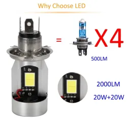 H4Motorcycle light bulb - Angel Eye LED - red / blue - H4 / BA20D