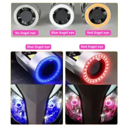 H4Motorcycle light bulb - Angel Eye LED - red / blue - H4 / BA20D