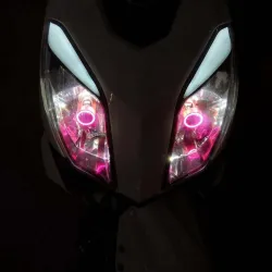H4Motorcycle light bulb - Angel Eye LED - red / blue - H4 / BA20D