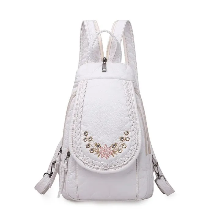 MochilasHigh Quality Backpack for Women 2020 New White Leather Backpack School Bag for Teenage Girls Female Travel Backpack M...