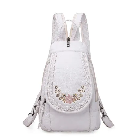 MochilasHigh Quality Backpack for Women 2020 New White Leather Backpack School Bag for Teenage Girls Female Travel Backpack M...