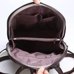 MochilasWomen Vintage Backpack Brand Luxurious Leather Women's Shoulder Bag Large Capacity School Bag For Girl Leisure Backpac