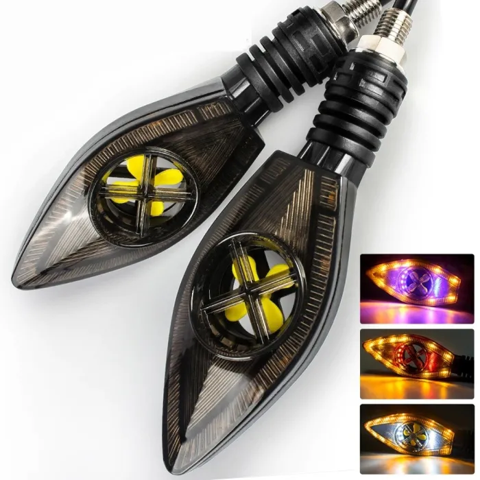 Luces de giro2PCS Super Bright Led Motorcycle Flowing Turn Signal Lights Indicators & DRL Daytime Running Lights 12V For Moto...