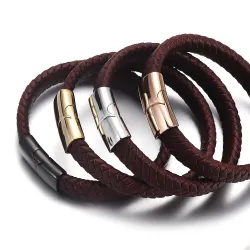 PulserasHebilla magnética - cierre - para pulseras de cordón de cuero - acero inoxidable - bricolaje - 2 piezas