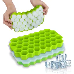 BarSilicone ice cube tray - honeycomb shaped - reusable - with removable lid