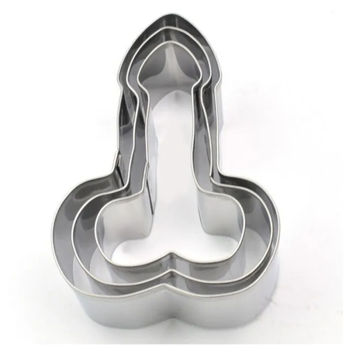 Utensilios para hornearMolde cortador de galletas - forma de pene - acero inoxidable - 3 piezas