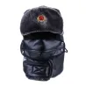 Sombreros / gorrasBomber Hat Russian Ushanka PU Leather Winter Trapper Soviet Badge Army Aviator Trooper Neck Cover Earflap