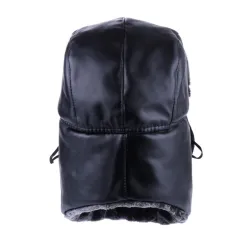 Sombreros / gorrasBomber Hat Russian Ushanka PU Leather Winter Trapper Soviet Badge Army Aviator Trooper Neck Cover Earflap
