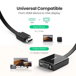 CablesUGREEN - active HDMI to VGA adapter - with 3.5mm audio jack - 1080P