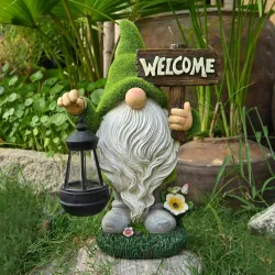 Iluminación solarDecorative garden dwarf - with lamp - resin statue - solar - LED