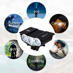 Luces8000 lúmenes T6 LED - lámpara de luz delantera de bicicleta - antorcha de 4 modos - paquete de batería y cargador