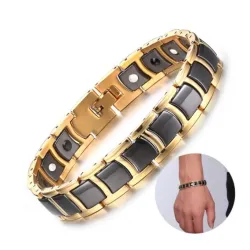 Energy bracelet - magnetic - black ceramic - gold - silverBracelets