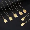 CollarStainless steel christian necklace - Virgin Mary / crystals - unisex