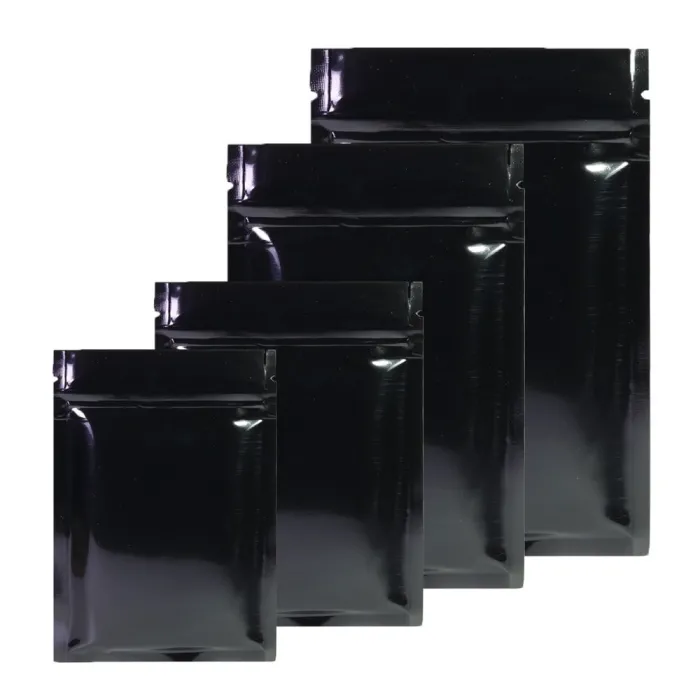 CocinaBolsas de aluminio con cierre hermético - doble cara - con cierre hermético - negro brillante - 100 piezas