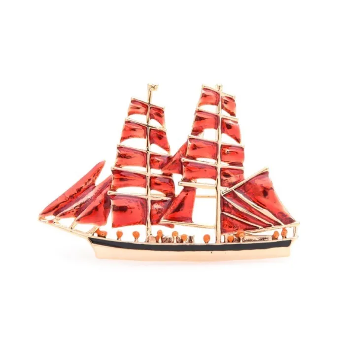 Elegant brooch - with red sailboatBrooches