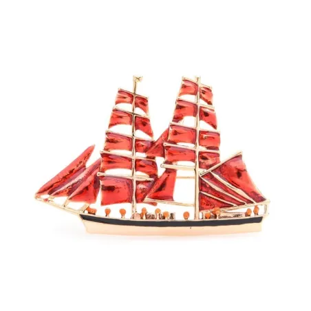 Elegant brooch - with red sailboatBrooches