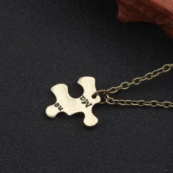 Collar"Always Together Never Apart" - colgante de rompecabezas vintage - collar - 5 piezas