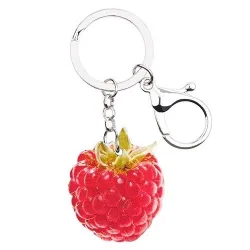 llaveroMetal keychain with acrylic raspberry