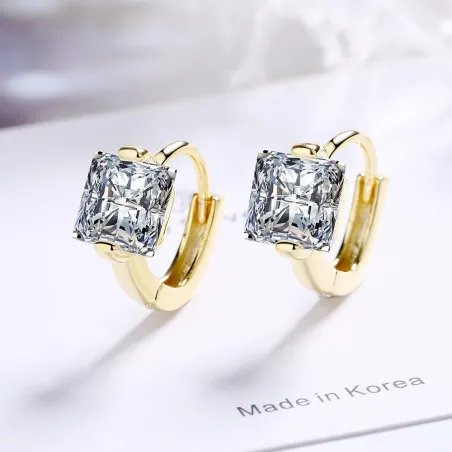 Luxurious small round earrings - with crystal - 925 sterling silverEarrings
