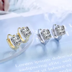 Luxurious small round earrings - with crystal - 925 sterling silverEarrings