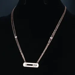 CollarCharming chain necklace for women - rose gold colour - 45cm length - sterling silver