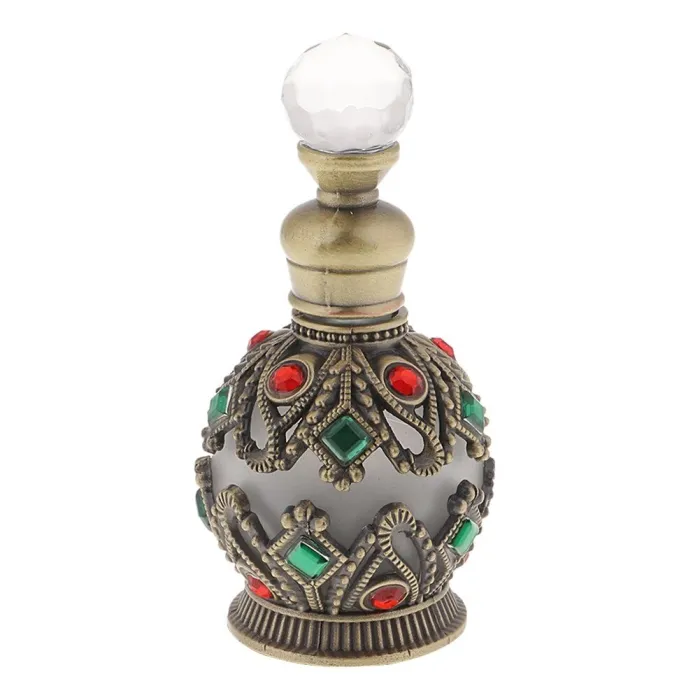 Vintage empty glass bottle - with crystals - perfume container - with dropper - 15mlPerfumes