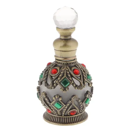 Vintage empty glass bottle - with crystals - perfume container - with dropper - 15mlPerfumes