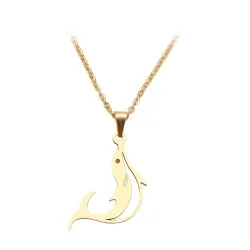 CollarColgante delfín saltador - con cadena - acero inoxidable
