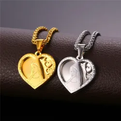CollarColgante en forma de corazón con Santa María - Collar católico - acero inoxidable