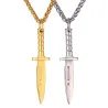 CollarColgante en forma de cuchillo con collar - estilo Hip Hop - acero inoxidable