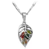 CollarColgante en forma de hoja con cristales - collar de acero inoxidable