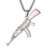 CollaresColgante con forma de rifle de asalto AK47 - collar de acero inoxidable - hip hop / estilo militar