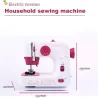 Mini electric sewing machine - dual speed - double threads - leaves / birds patternTextile