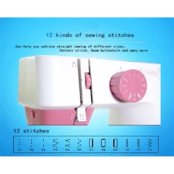 Mini electric sewing machine - dual speed - double threads - leaves / birds patternTextile