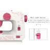 Mini electric sewing machine - dual speed - double threads - leaves / birds patternTextile
