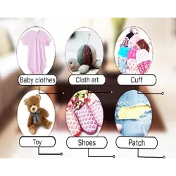 Mini electric sewing machine - dual speed - double threads - leaves / birds patternTextile