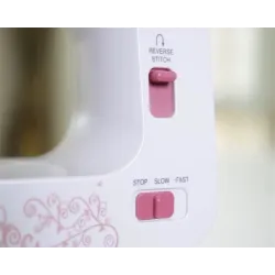Mini electric sewing machine - dual speed - double threads - leaves / birds patternTextile