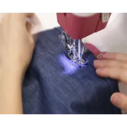 Mini electric sewing machine - dual speed - double threads - leaves / birds patternTextile
