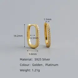 AretesPendientes geométricos de moda - con circonitas - plata de ley 925