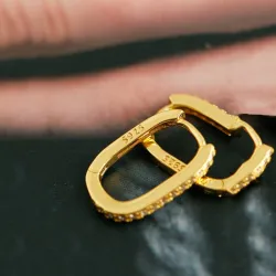 AretesPendientes geométricos de moda - con circonitas - plata de ley 925