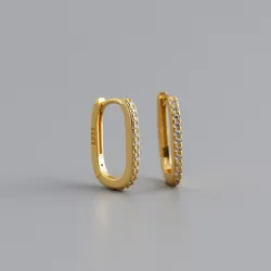 AretesPendientes geométricos de moda - con circonitas - plata de ley 925