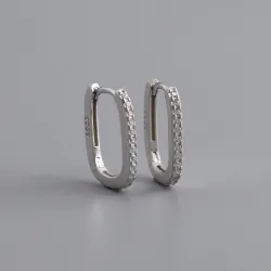 AretesPendientes geométricos de moda - con circonitas - plata de ley 925