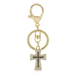 Keyring with a crystal crossKeyrings