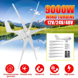 EólicaAerogenerador - 6 palas - trifásico - 9000W - 48V