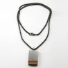 CollarColgante de piedra ojo de tigre negro natural - con cadena - acero inoxidable