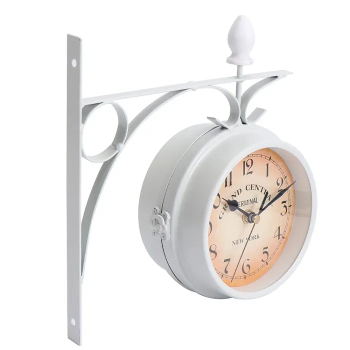 RelojesReloj de pared antiguo - doble cara - hierro blanco
