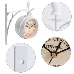 RelojesReloj de pared antiguo - doble cara - hierro blanco