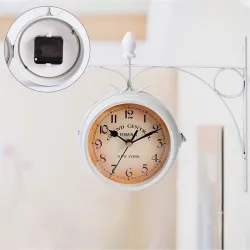 RelojesReloj de pared antiguo - doble cara - hierro blanco