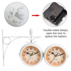 RelojesReloj de pared antiguo - doble cara - hierro blanco