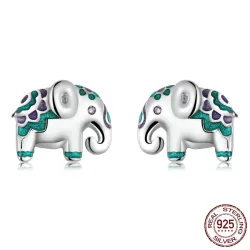 AretesPendientes de botón con mini elefante